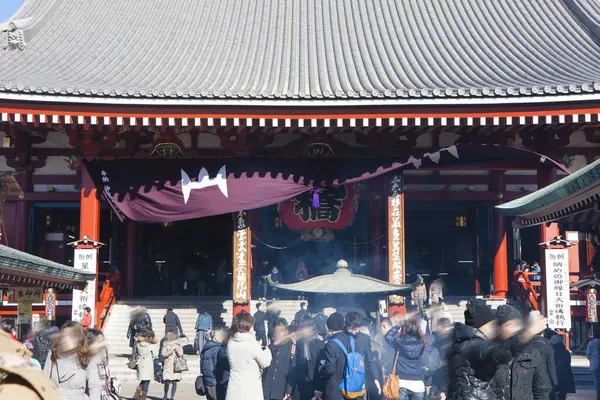 Multidões Férias Throng Antigo Santuário Japonês — Fotografia de Stock