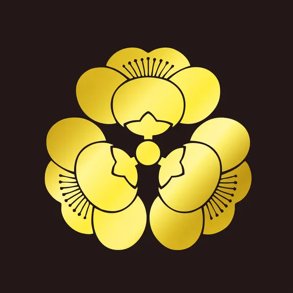 Tradicional Japonês Família Crista Logotipo Ilustração Cor Dourada — Fotografia de Stock