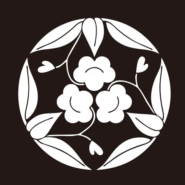 Tradiční Japonské Rodinné Erb Logo Ilustrace Květinové Prvky — Stock fotografie