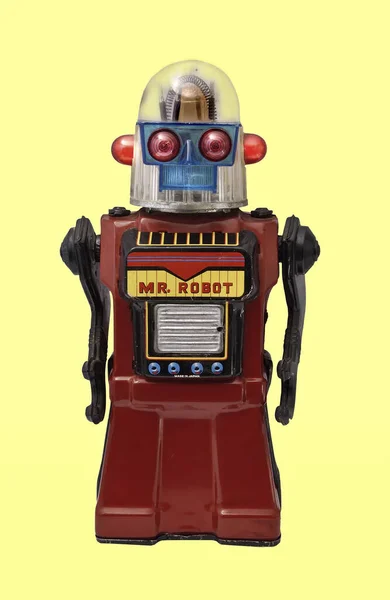 Маленький Смішний Робот Фоні Крупним Планом — стокове фото
