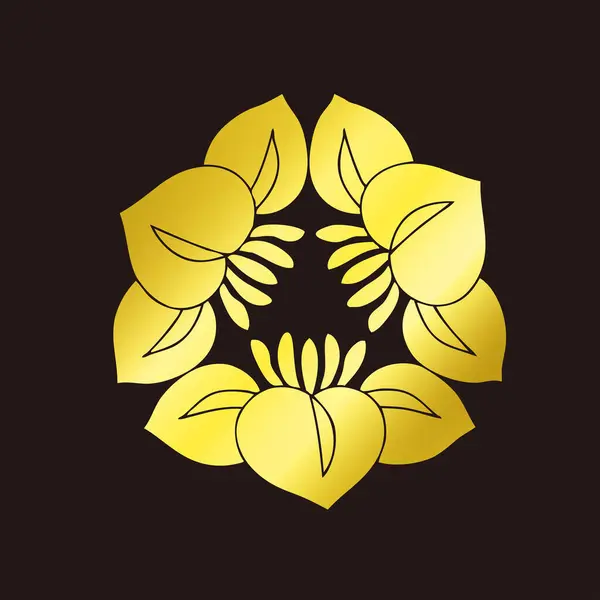 Παραδοσιακή Ιαπωνική Οικογένεια Έμβλημα Λογότυπο Απεικόνιση Του Χρυσού Χρώματος — Φωτογραφία Αρχείου