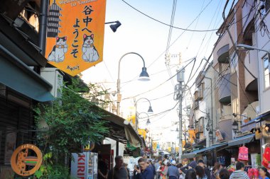 Geleneksel dar Japon caddesinin yaz manzarası 