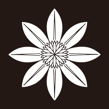 Geleneksel Japon aile arması logosu çizimi, çiçek elementleri