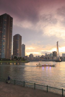 Gün batımında, Japonya Tokyo şehir manzarası