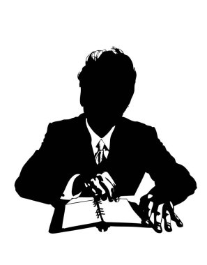 İş yerindeki iş adamı silueti.