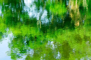 Göldeki su yüzeyi yansıması, kapatın.