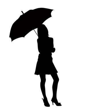 Şemsiyeli bir kadının silüeti..