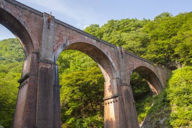 Nehir üzerindeki eski Japon taş köprüsü