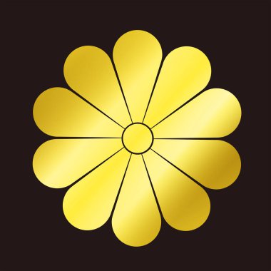Geleneksel Japon aile arması logosu altın rengi gösteriyor