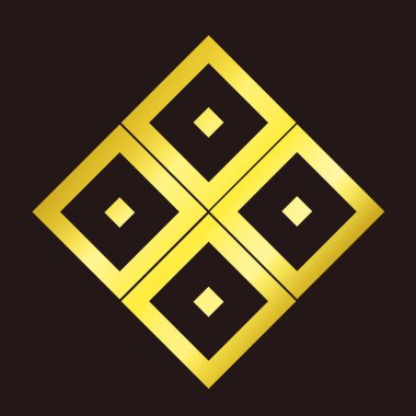 Geleneksel Japon aile arması logosu altın rengi gösteriyor