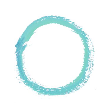 turkuaz renk suluboya el boyalı daire beyaz zemin üzerinde