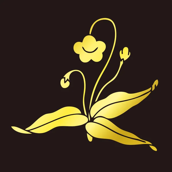 traditional Japanese family crest logo illustration of golden color, floral elements