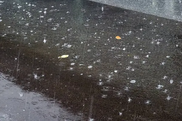 Mokry Deszcz Chodniku Mieście — Zdjęcie stockowe