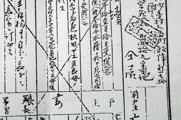 Documento Con Texto Japonés Jeroglíficos Impresos Papel —  Fotos de Stock