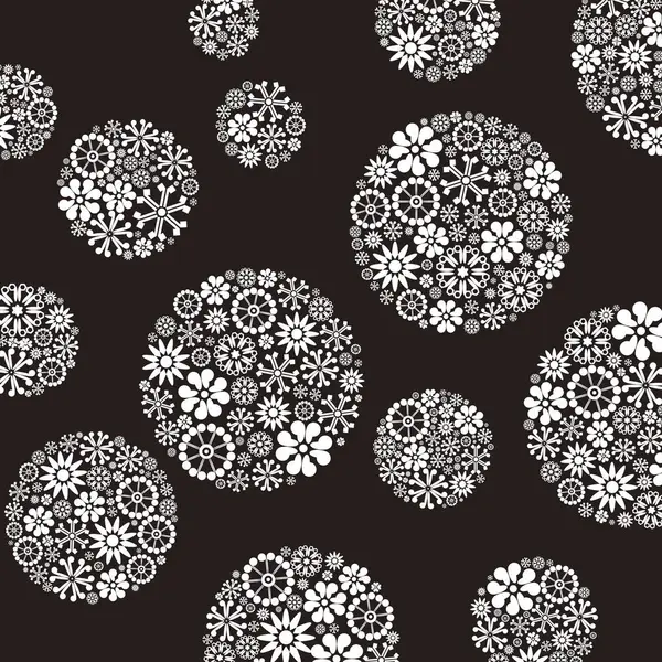 Schwarz Weißes Muster Mit Floralen Elementen — Stockfoto