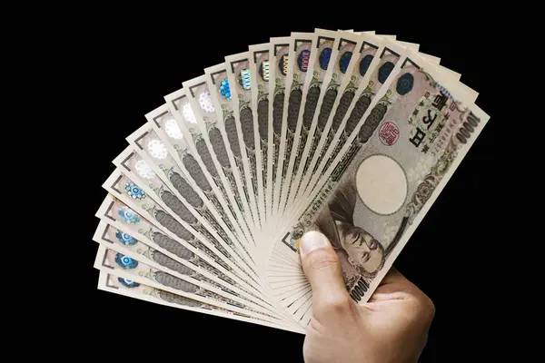 Mâna Dolarului Japonez Izolat — Fotografie, imagine de stoc