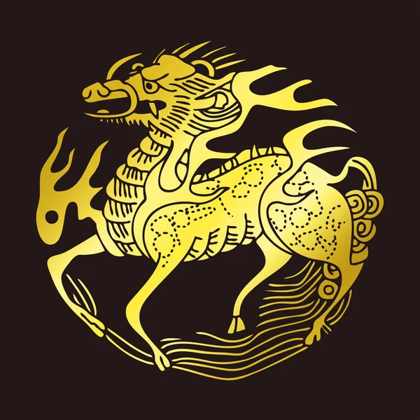 Logotipo Tradicional Cresta Familiar Japonesa Ilustración Color Dorado — Foto de Stock