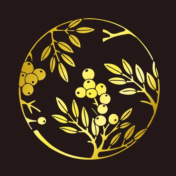 Traditionele Japanse Familiewapen Logo Illustratie Van Gouden Kleur Bloemen Elementen — Stockfoto