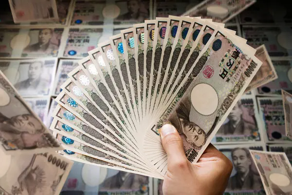 Tangan Uang Jepang Yen Terisolasi — Stok Foto