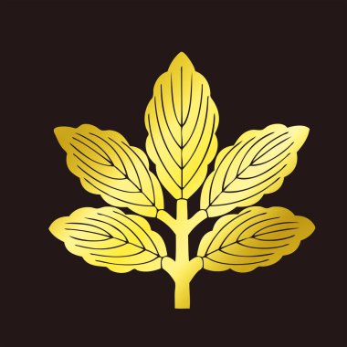 Geleneksel Japon aile arması logosu altın rengi gösteriyor