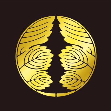 Geleneksel Japon aile arması logosu altın rengi gösteriyor