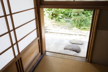 Geleneksel Japon evi iç mimarisi.