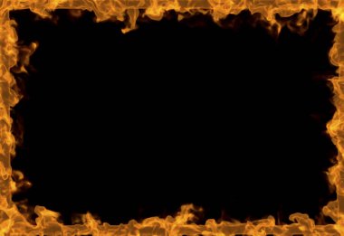 Siyah arkaplanda ateş çerçevesi yakılıyor 