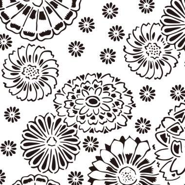 Çiçekli siyah ve beyaz desenler