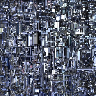 Mimari binaların yer aldığı mavi bir ağın 3B tasarımı