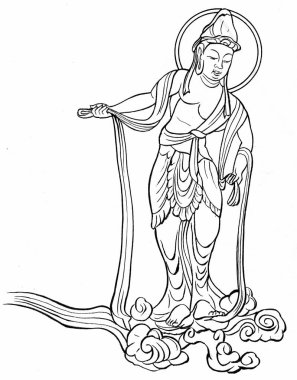 Buda dini kavramı beyaz arkaplanda çiziliyor