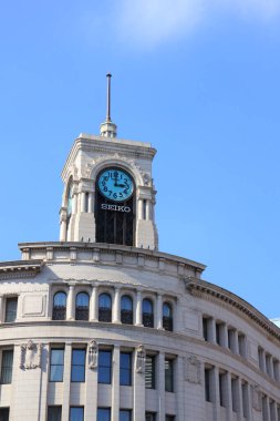 Tokyo Ginza bölgesindeki Seiko Saat Kulesi, Japonya.