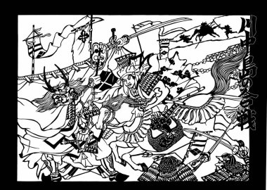 Japon tarzı bir grup insanın robot resmi.