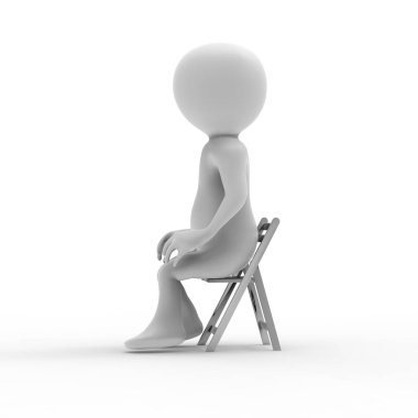 Sandalyede oturan bir adamın üç boyutlu resmi..