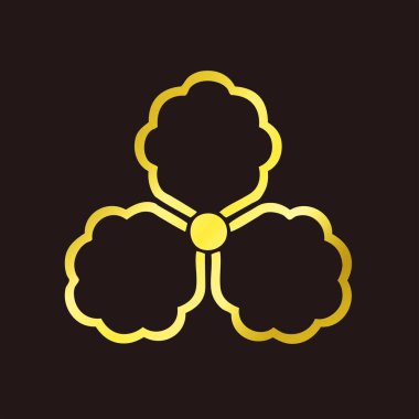 Geleneksel Japon aile arması logosu altın rengi, çiçek elementleri.