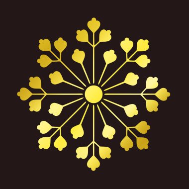 Geleneksel Japon aile arması logosu altın rengi, çiçek elementleri.