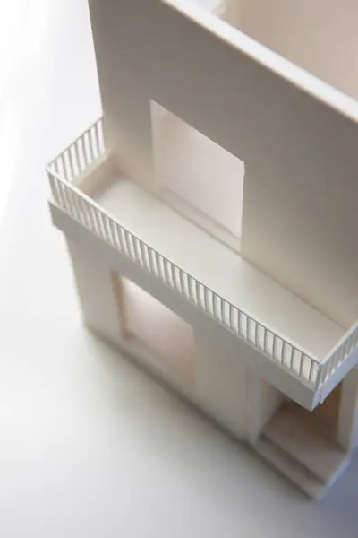 Closeup Casa Modelo Feito Plástico Branco — Fotografia de Stock