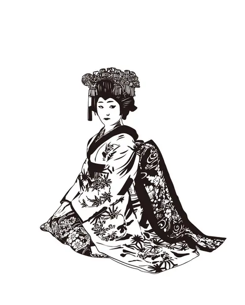 Beautiful Illustration Japanese Geisha Character — Stock Photo, Image