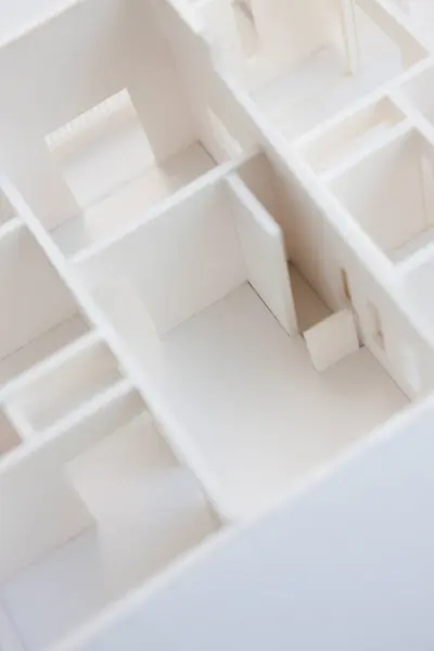 Zbliżenie Modelu Domu Białego Tworzywa Sztucznego — Zdjęcie stockowe