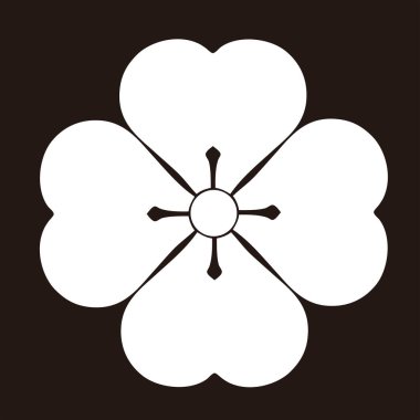 Geleneksel Japon aile arması logosu çizimi, çiçek elementleri