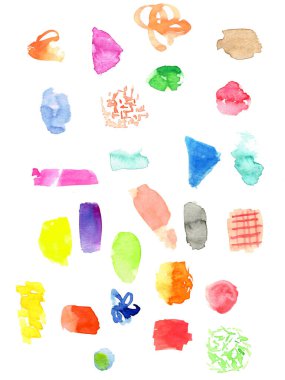 Renkli suluboya el çizimi elementler.