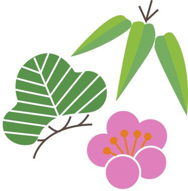 colorful cartoon illustration of branches with flowers 