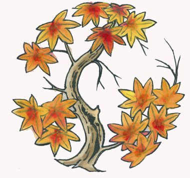 autumn leaves. hand drawn cartoon illustration