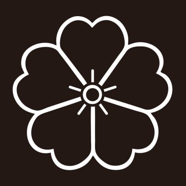Geleneksel Japon aile arması logosu çizimi, çiçek elementleri