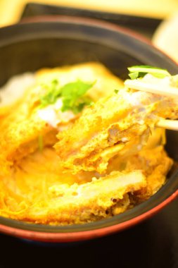 Japon tarzı yemek, tavuk ve pirinç eriştesi.