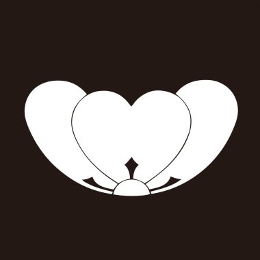 Soyut çiçek süsü, siyah ve beyaz çizimler