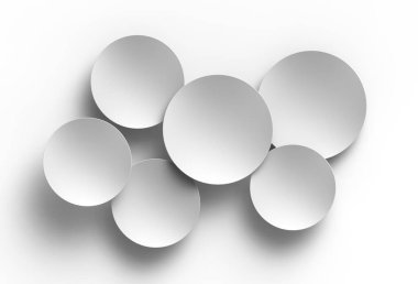 Beyaz arkaplan üzerindeki boş dairelerin 3d çizimi.