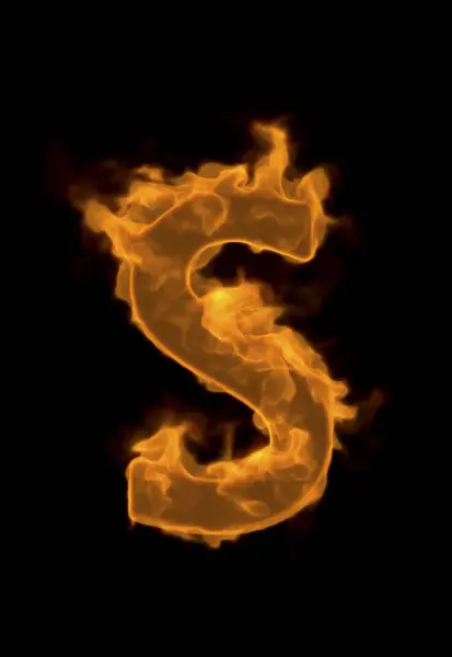 Fire Font Black Background Letter — Stock Photo, Image