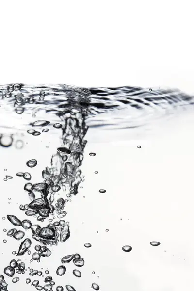 Água Transparente Movimento Isolada Sobre Fundo Branco — Fotografia de Stock