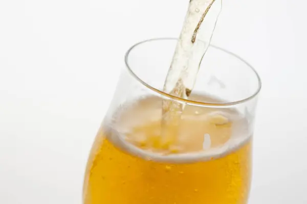 Glass Beer Being Poured Glass — Stock Photo, Image