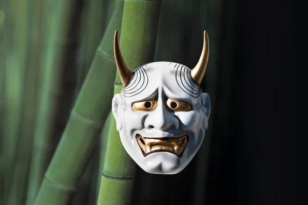 Ψηφιακή Εικόνα Κολάζ Παραδοσιακή Ιαπωνική Μάσκα Θέατρο Δαίμονας — Φωτογραφία Αρχείου